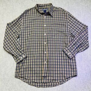 NWT STRUCTURE‎ Mens Plaid Long Sleeve Button Down 90s Shirt Size L 100 Cotton